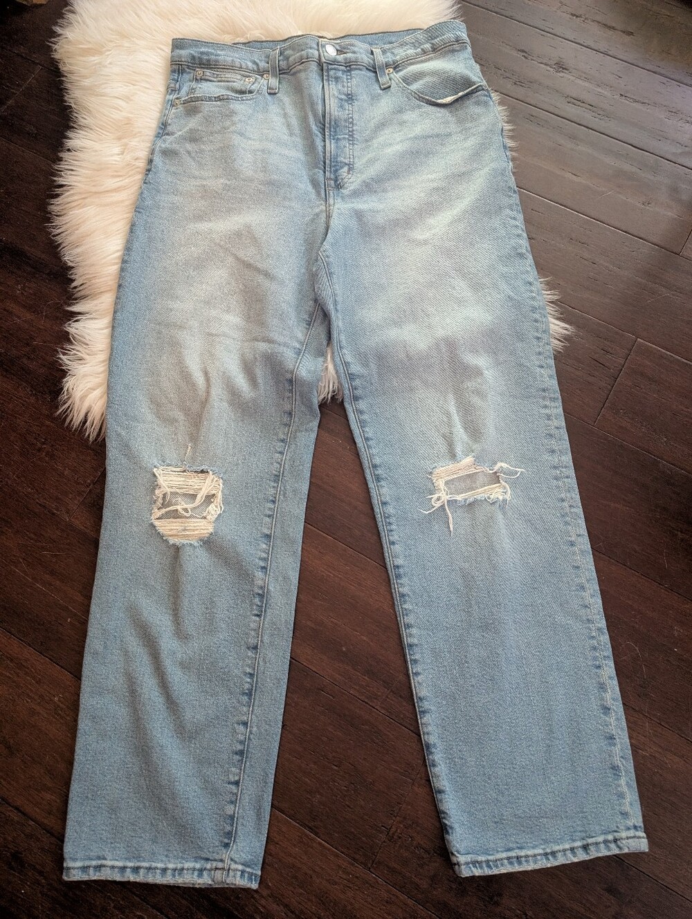 Madewell The Perfect Vintage Straight Jeans Knee Rip Danby Wash ND515 Size 31 - Picture 1 of 6